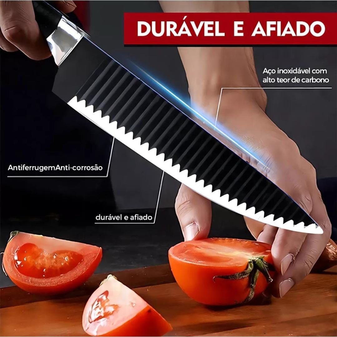 SET DE CUCHILLOS DE COCINA NEGROS (x6)
