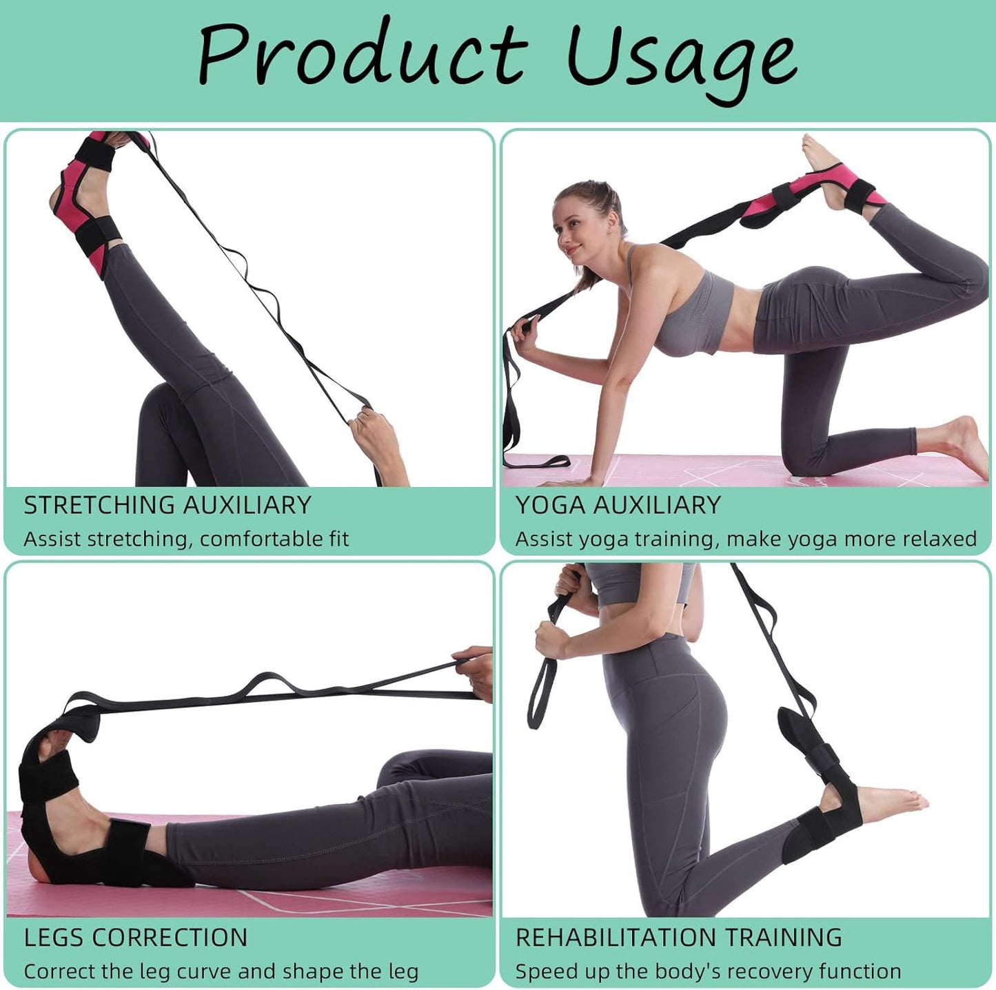BANDA DE ESTIRAMIENTO DE PIERNAS PARA FISIOTERAPIA YOGA FIT