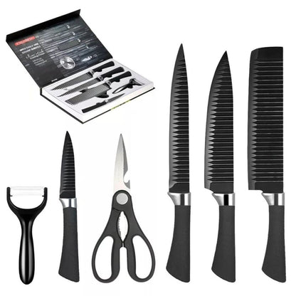 SET DE CUCHILLOS DE COCINA NEGROS (x6)