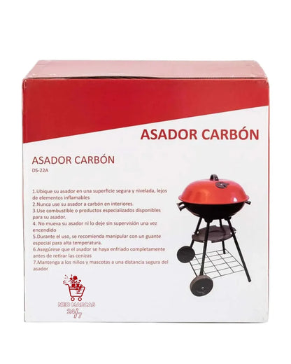 ASADOR DE CARBÓN CON RUEDAS BBQ